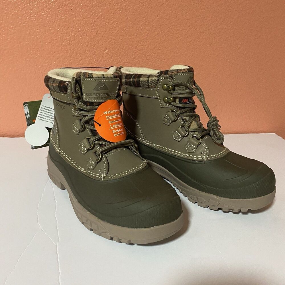 NWT Ozark Trail Waterproof Leather Lace Up Snow Boots Women’s 9